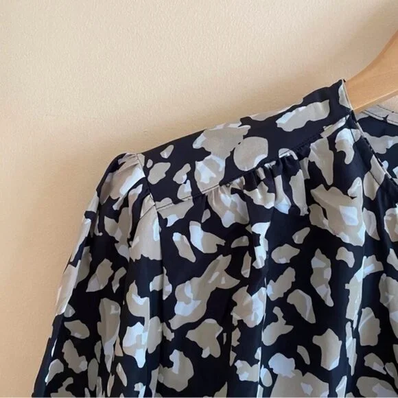 Vintage 90s Jessica Blouse Abstract Print Black White Long Sleeve Retro Chic Top - Picture 5 of 13